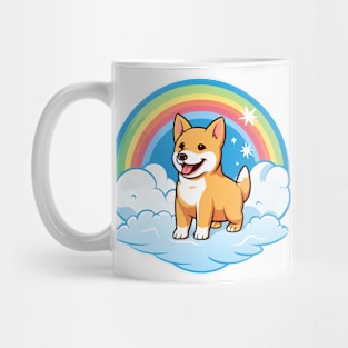 Cute Carolina Dog Rainbow Cloud Kawaii Dog Happy Puppy Mug